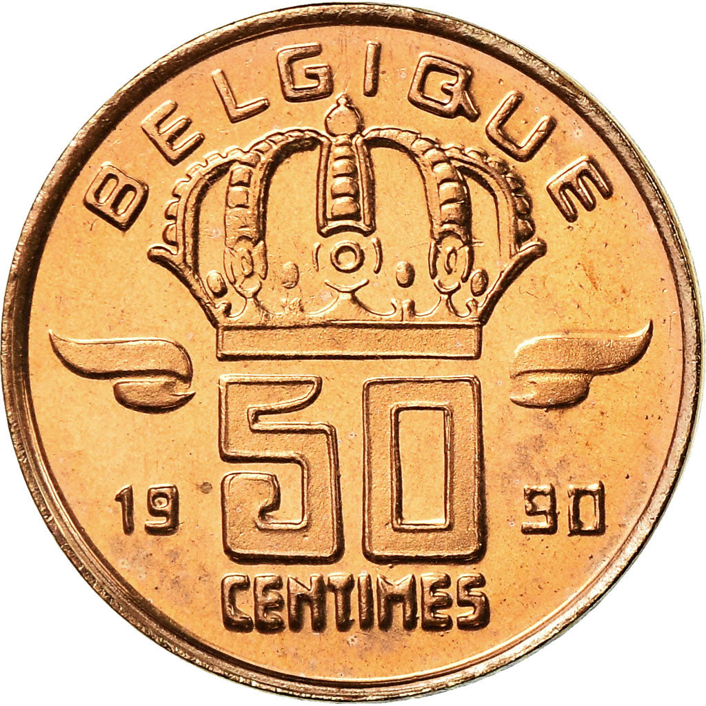 Moneta, Belgio, Baudouin I, 50 Centimes, 1990, FDC, Bronzo, KM:148.1