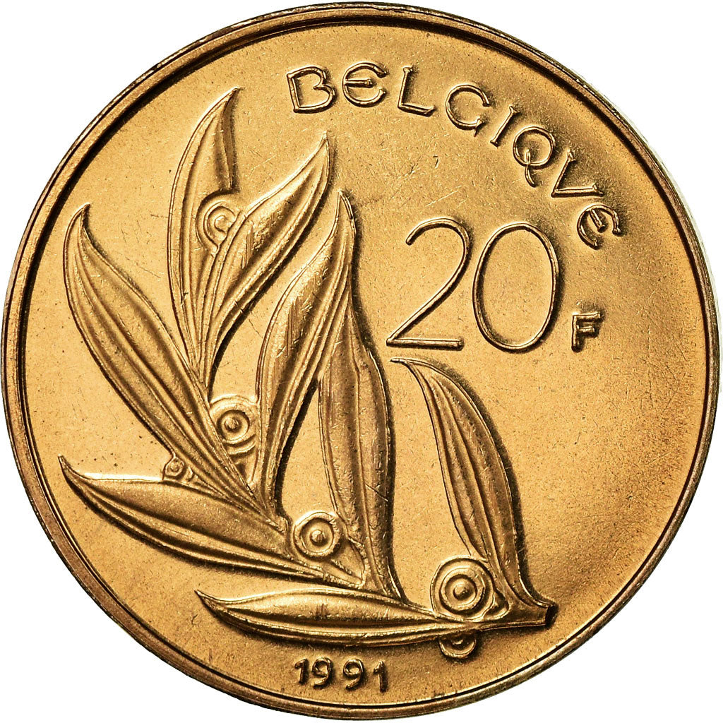Moneta, Belgio, 20 Francs, 20 Frank, 1991, FDC, Nichel-bronzo, KM:159