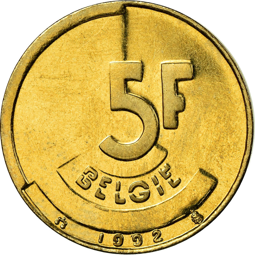 Moneta, Belgio, 5 Francs, 5 Frank, 1992, SPL-, Ottone o alluminio-bronzo, KM:164
