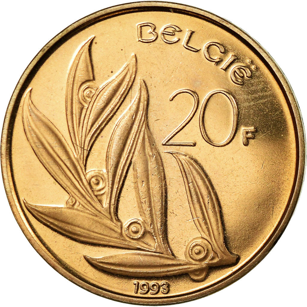 Moneta, Belgio, 20 Francs, 20 Frank, 1993, FDC, Nichel-bronzo, KM:160