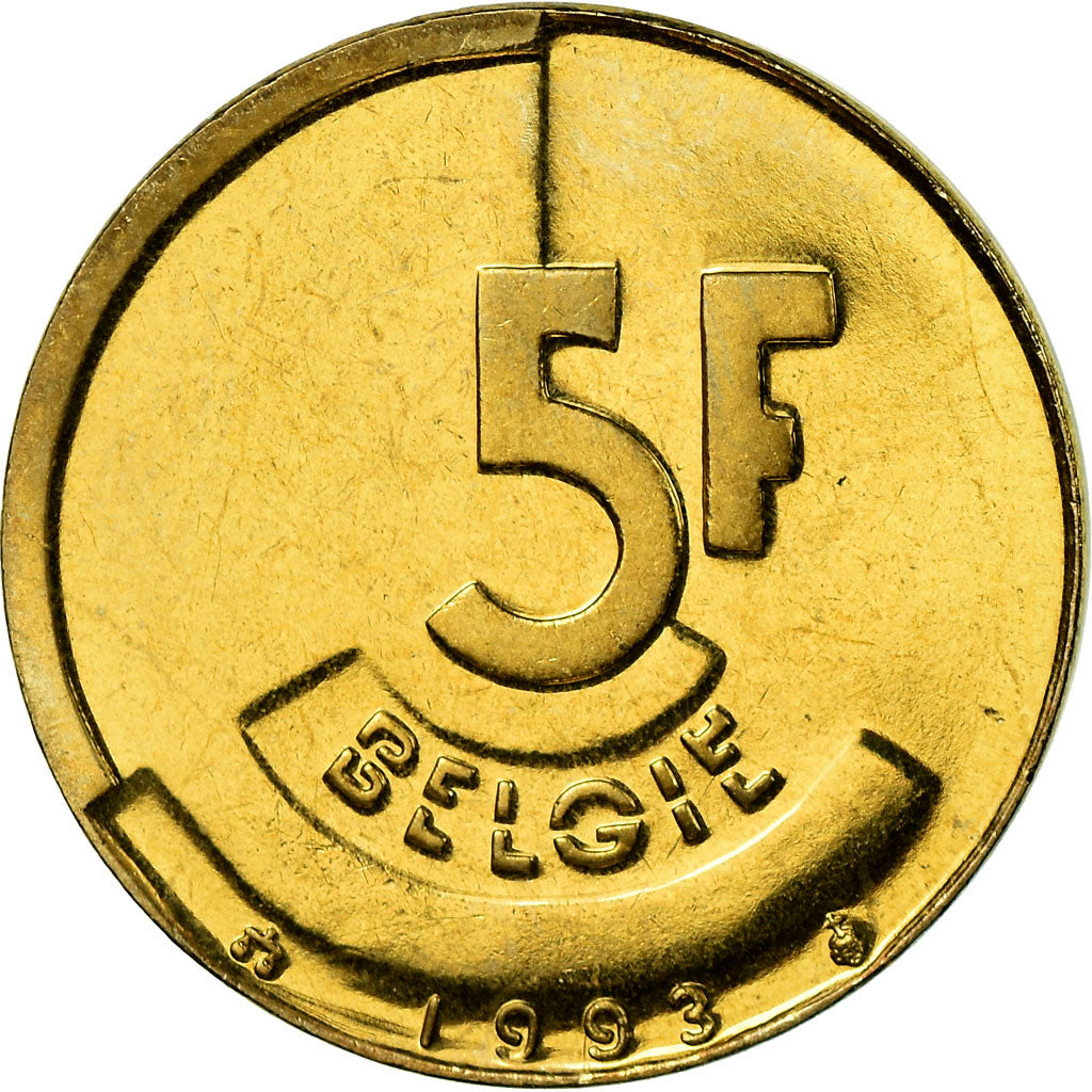 Münze, Belgien, 5 Francs, 5 Frank, 1993, UNZ, Brass Or Aluminum-Bronze, KM:164
