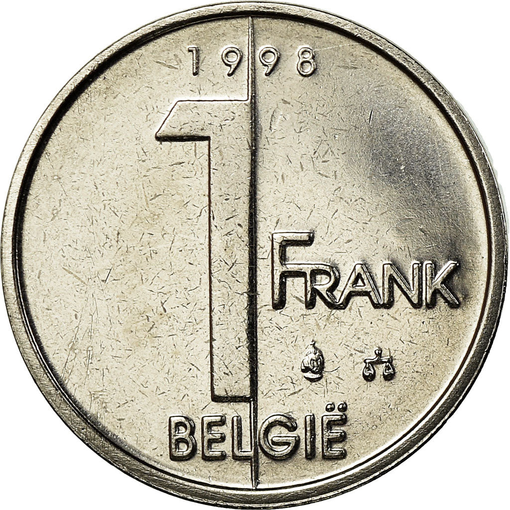 Coin, Belgium, Albert II, Franc, 1998, Brussels, MS(63), Nickel Plated Iron