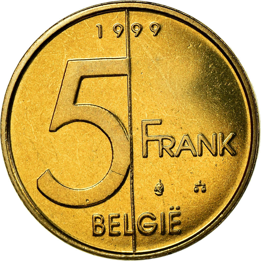 Münze, Belgien, Albert II, 5 Francs, 5 Frank, 1999, Brussels, UNZ