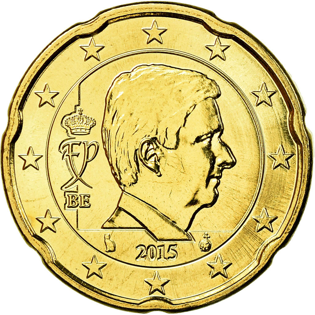 Bélgica, 20 Euro Cent, 2015, SC, Latón, KM:New