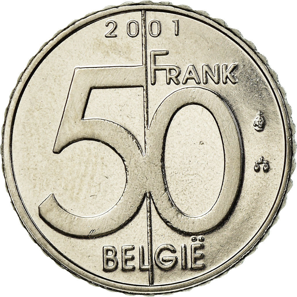 Moneta, Belgio, Albert II, 50 Francs, 50 Frank, 2001, Brussels, FDC, Nichel
