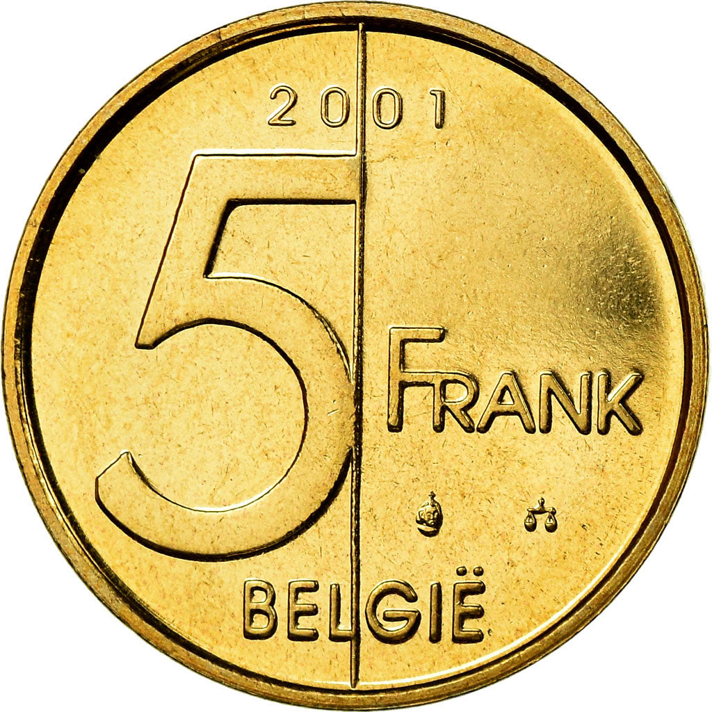 Moneda, Bélgica, Albert II, 5 Francs, 5 Frank, 2001, Brussels, SC, Aluminio -