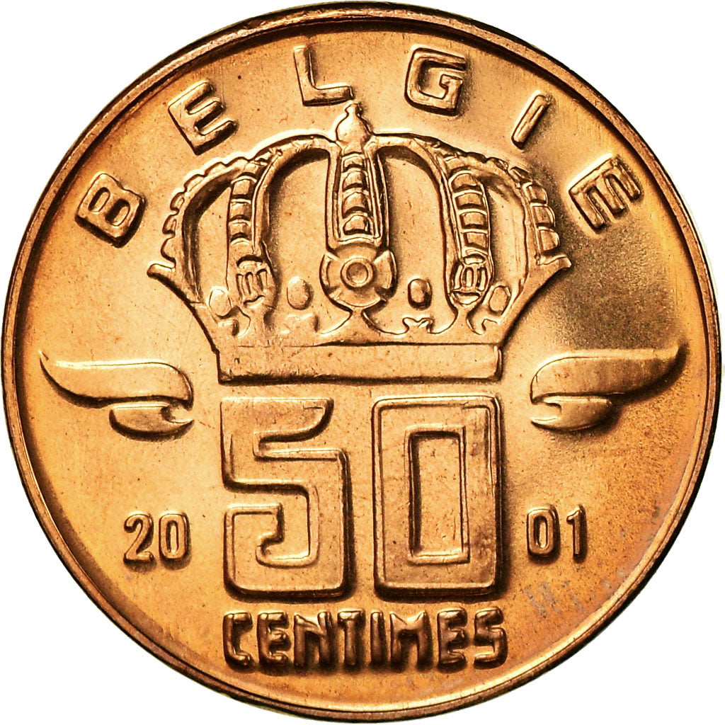 Moneta, Belgio, Baudouin I, 50 Centimes, 2001, FDC, Bronzo, KM:149.1