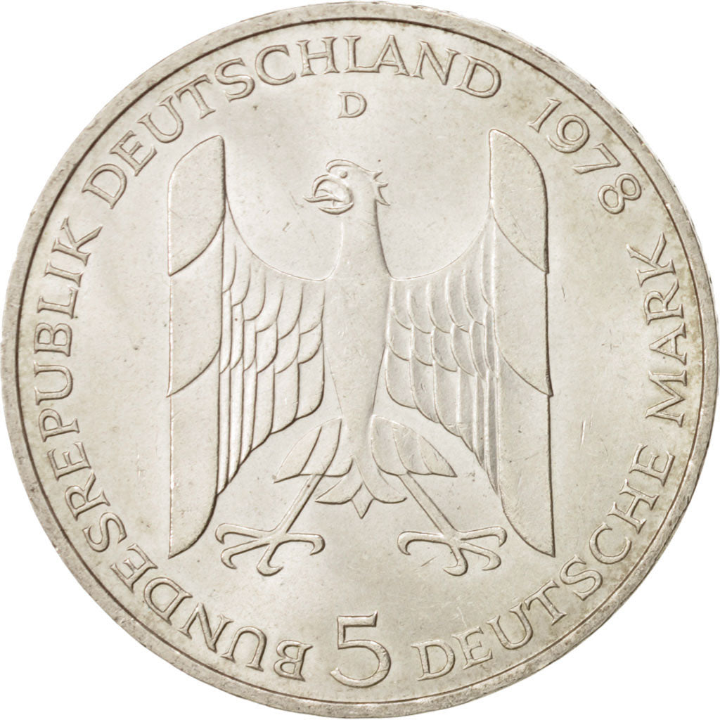 GERMANY - FEDERAL REPUBLIC, 5 Mark, 1978, Munich, Germany, MS(60-62), Silver,...