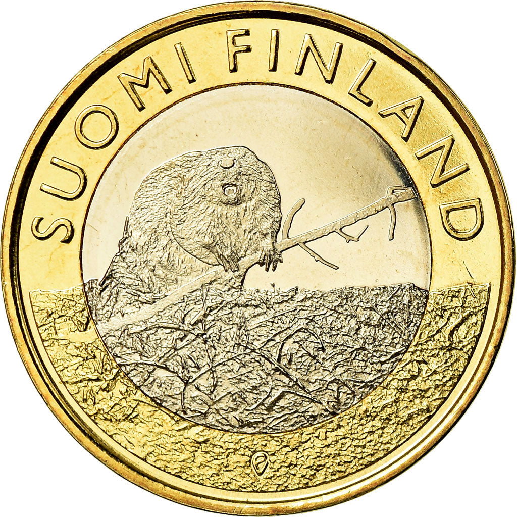 Finlandia, 5 Euro, Le castor en Satkunta, 2015, SPL, Bi-metallico, KM:240