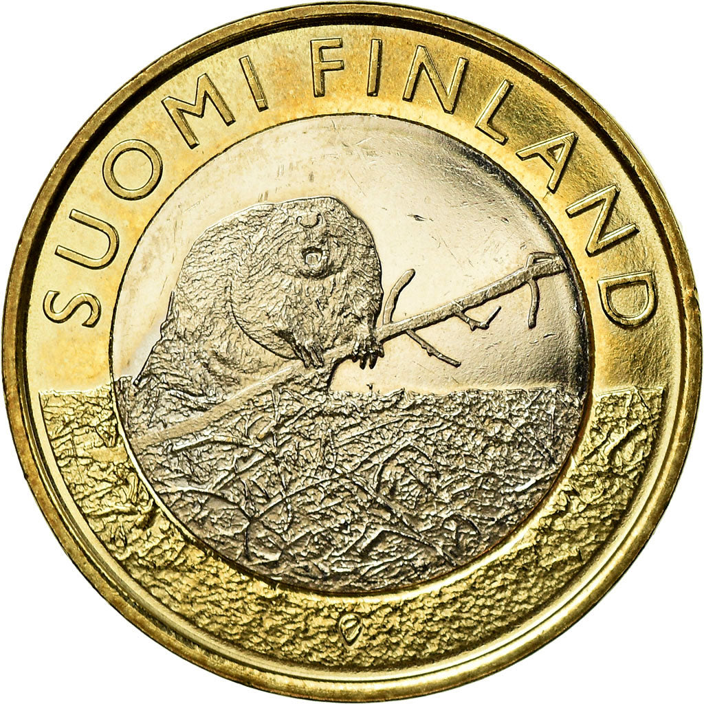 Finnland, 5 Euro, Le castor en Satkunta, 2015, VZ, Bi-Metallic, KM:240