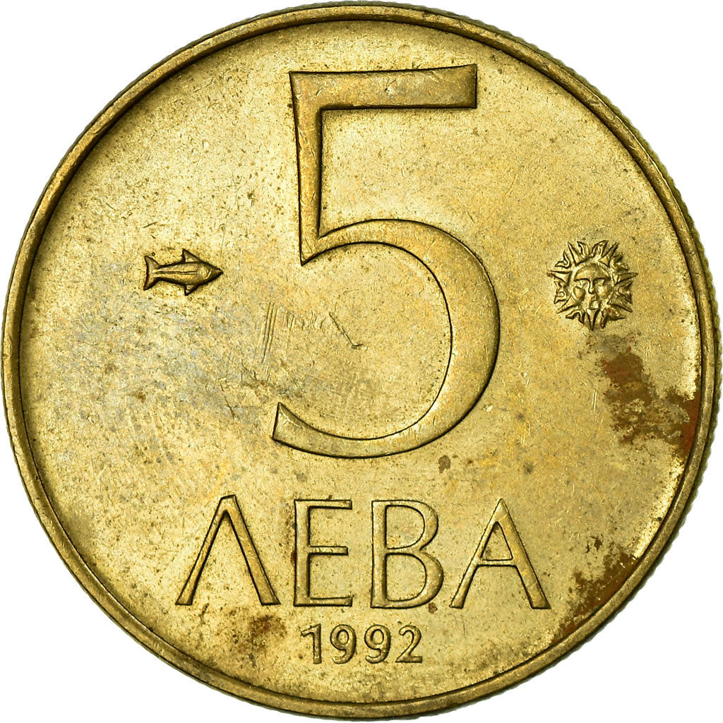 Münze, Bulgarien, 5 Leva, 1992, S+, Nickel-brass, KM:204