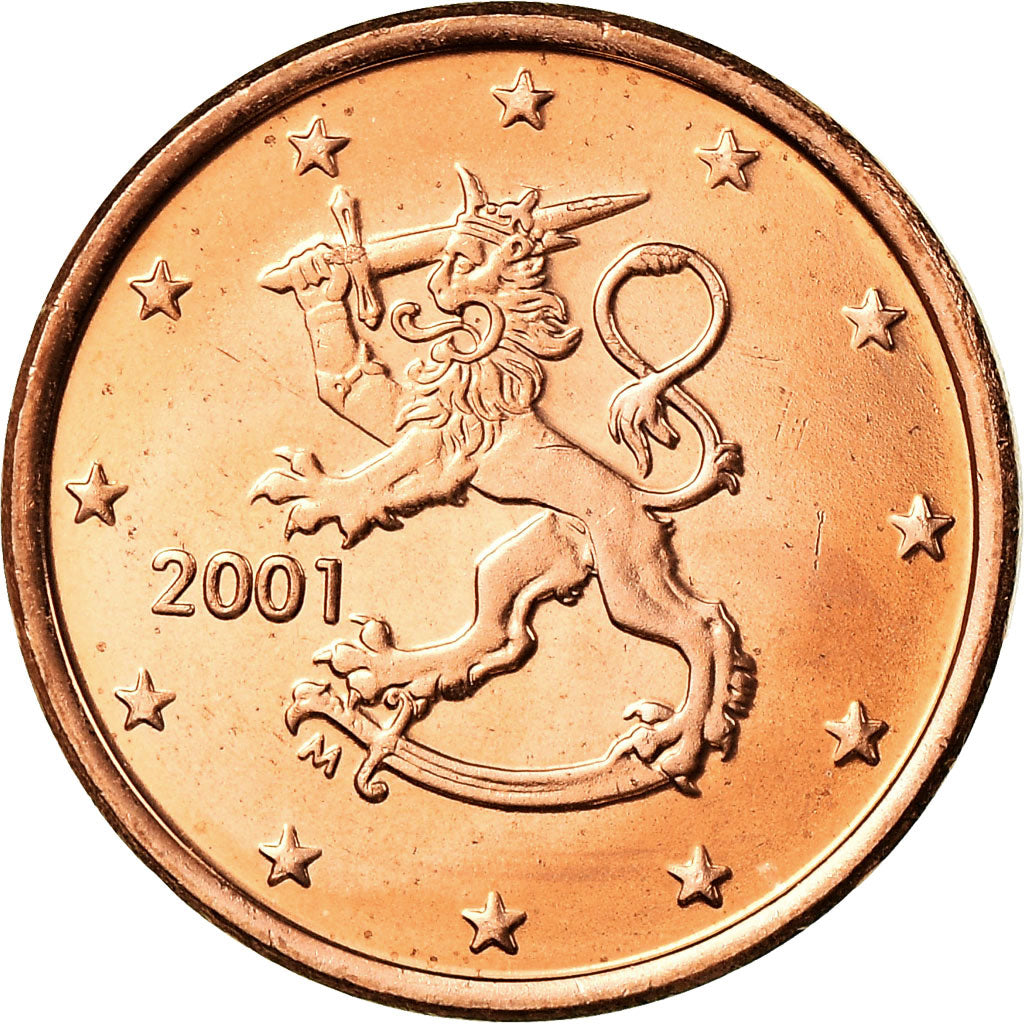 Finlandia, 5 Euro Cent, 2001, BB+, Acciaio placcato rame, KM:100