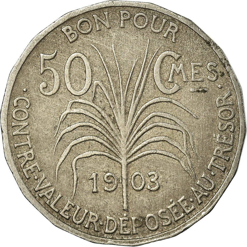Moneta, Guadalupe, 50 Centimes, 1903, Paris, MB+, Rame-nichel, KM:45