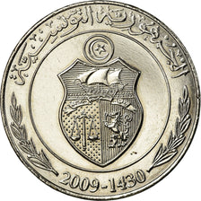 Moneta, Tunisia, Dinar, 2009/AH1430, Paris, BB+, Rame-nichel, KM:347