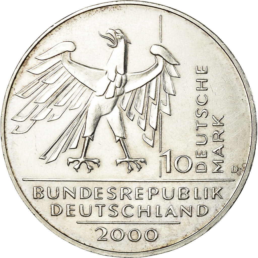 Moneta, GERMANIA - REPUBBLICA FEDERALE, 10 Mark, 2000, Munich, BB+, Argento
