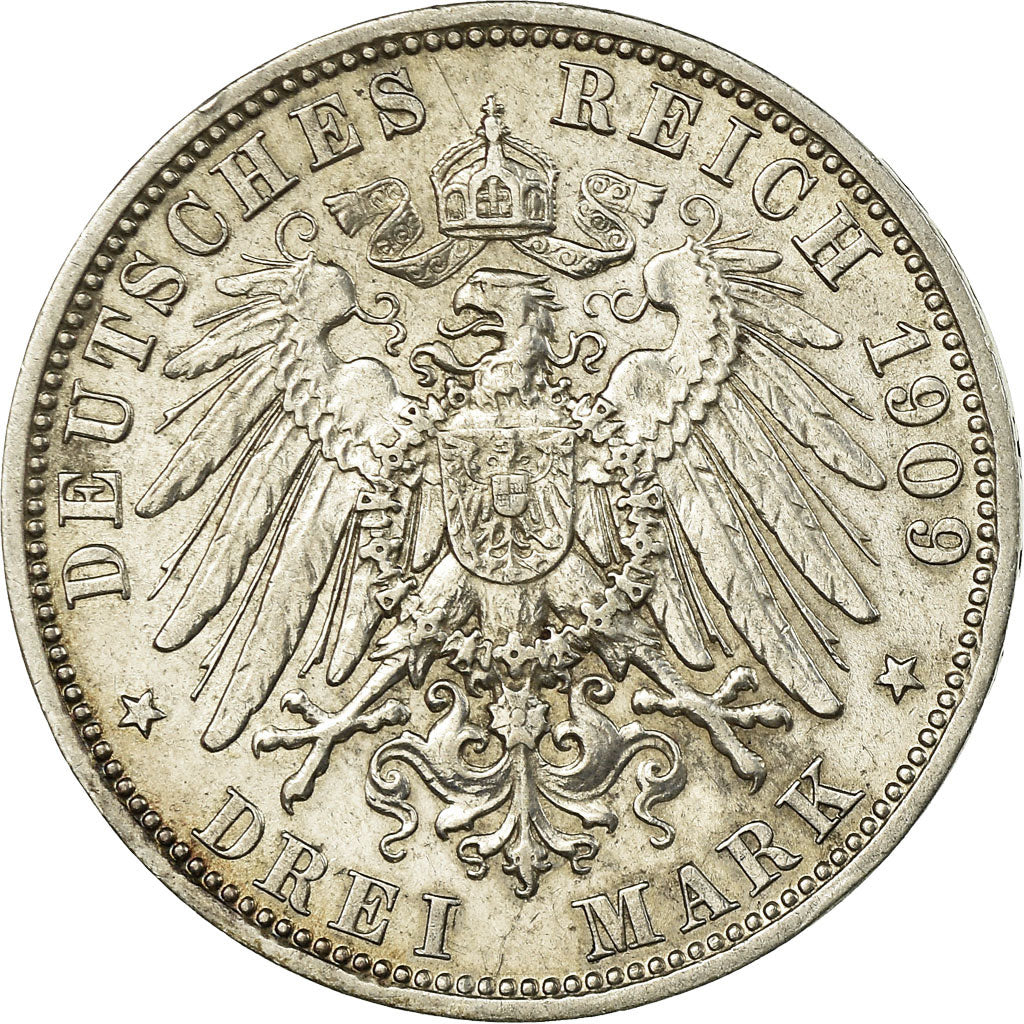 Moneta, Stati tedeschi, BAVARIA, Otto, 3 Mark, 1909, Munich, BB, Argento, KM:996