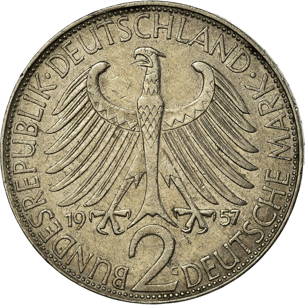 Munten, Federale Duitse Republiek, 2 Mark, 1957, Karlsruhe, ZF, Copper-nickel