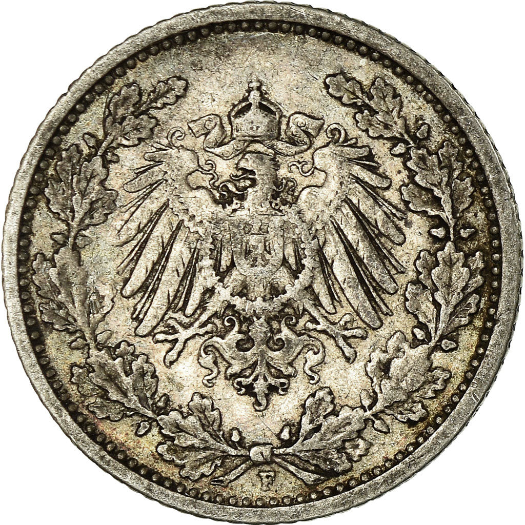 Moneda, ALEMANIA - IMPERIO, 1/2 Mark, 1906, Stuttgart, BC+, Plata, KM:17
