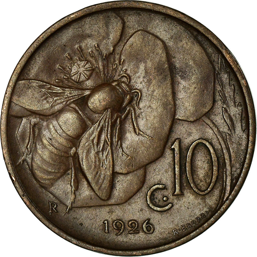Coin, Italy, Vittorio Emanuele III, 10 Centesimi, 1926, Rome, AU(50-53), Bronze