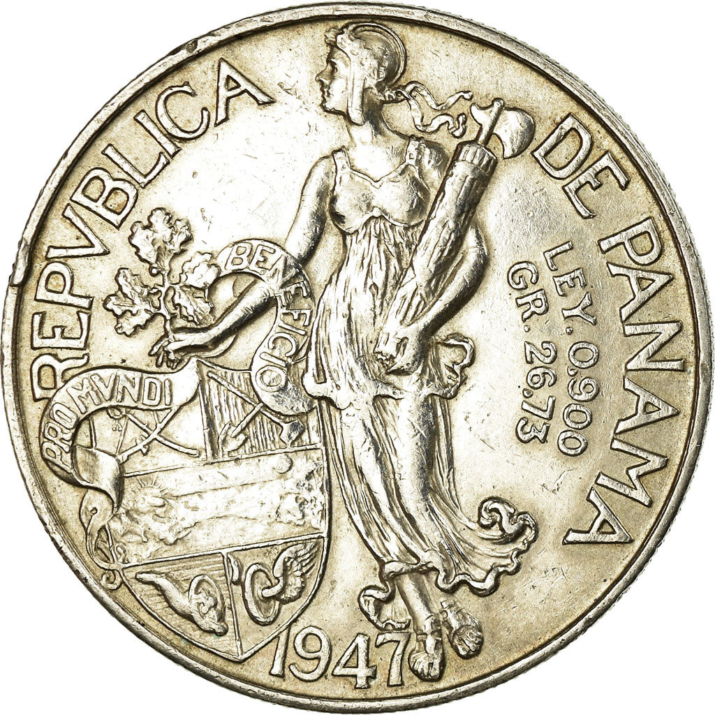 Munten, Panama, Balboa, 1947, ZF, Zilver, KM:13