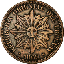 Moneta, Uruguay, 4 Centesimos, 1869, Uruguay Mint, Birmingham, BB+, Bronzo