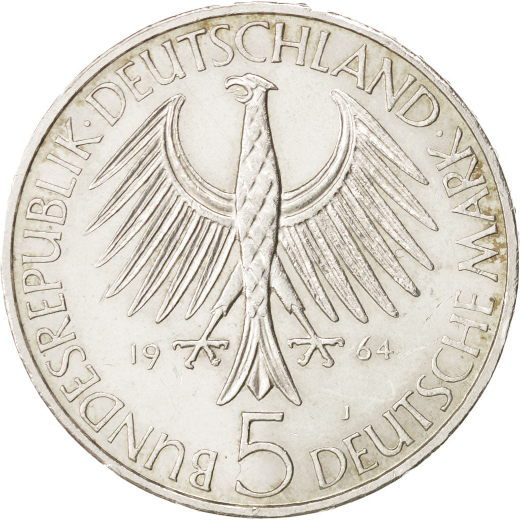 GERMANY - FEDERAL REPUBLIC, 5 Mark, 1964, Hamburg, Germany, MS(60-62), Silver...