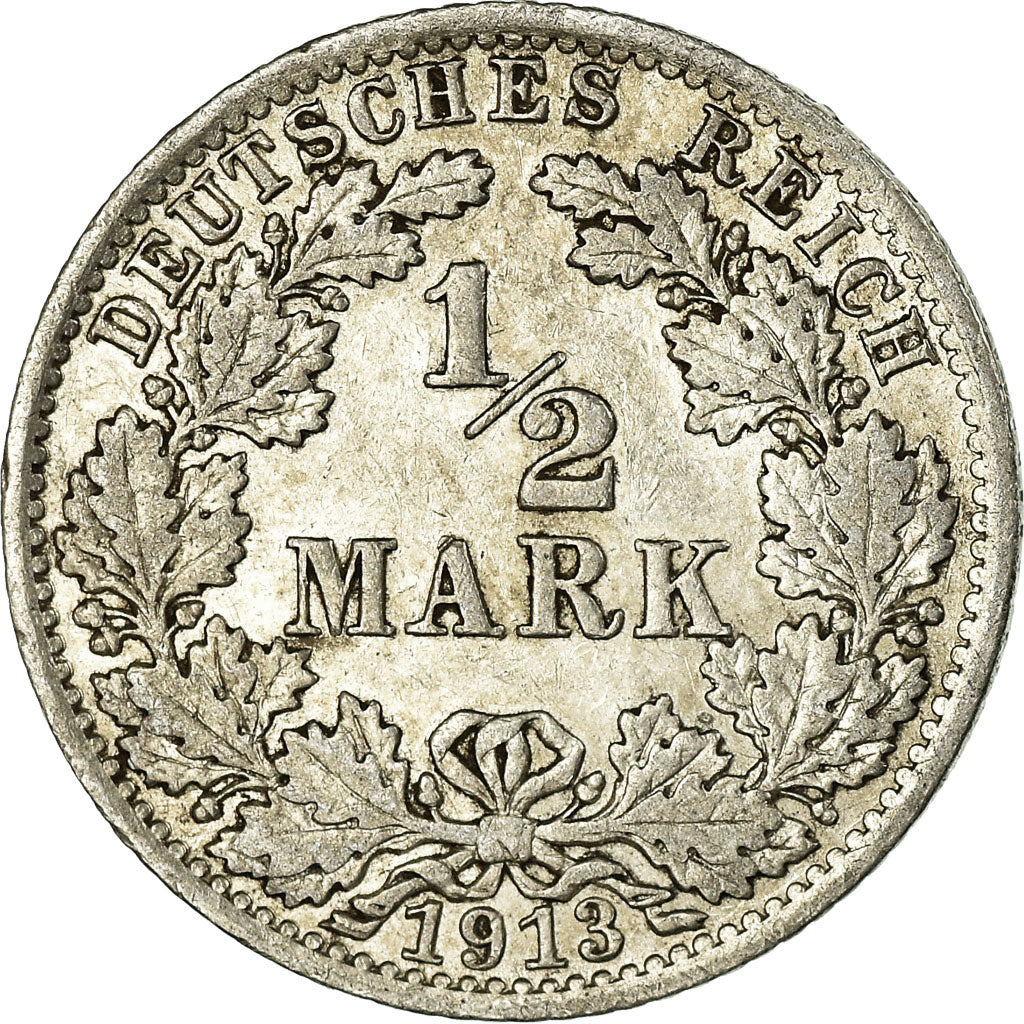 Moneta, GERMANIA - IMPERO, 1/2 Mark, 1913, Berlin, BB+, Argento, KM:17