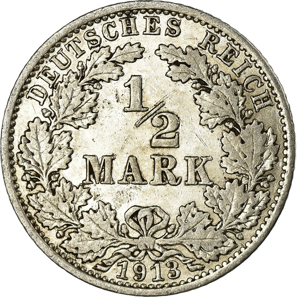Münze, GERMANY - EMPIRE, 1/2 Mark, 1913, Berlin, SS+, Silber, KM:17