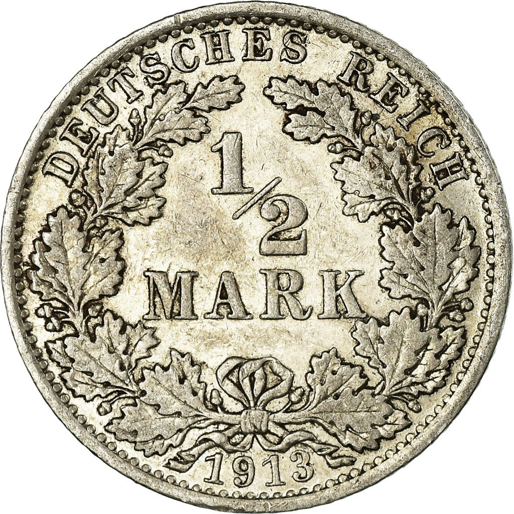 Münze, GERMANY - EMPIRE, 1/2 Mark, 1913, Berlin, SS, Silber, KM:17