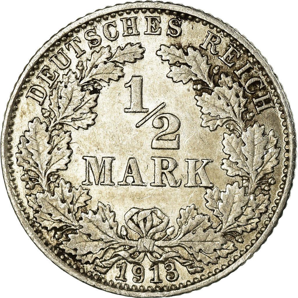 Moneda, ALEMANIA - IMPERIO, 1/2 Mark, 1913, Munich, MBC, Plata, KM:17