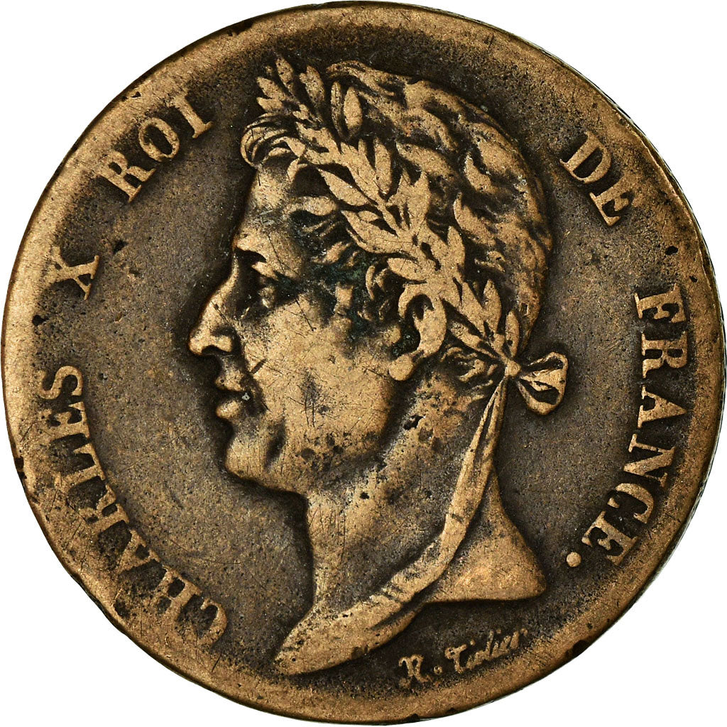 Monnaie, Colonies françaises, Charles X, 5 Centimes, 1830, Paris, TB+, Bronze