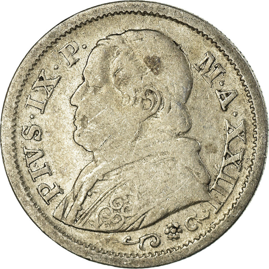Moneda, Estados italianos, PAPAL STATES, Pius IX, 10 Soldi, 50 Centesimi, 1868