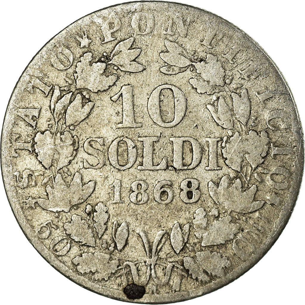 Moneda, Estados italianos, PAPAL STATES, Pius IX, 10 Soldi, 50 Centesimi, 1868
