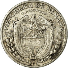 Moneda, Panamá, 1/10 Balboa, 1953, MBC, Plata, KM:18
