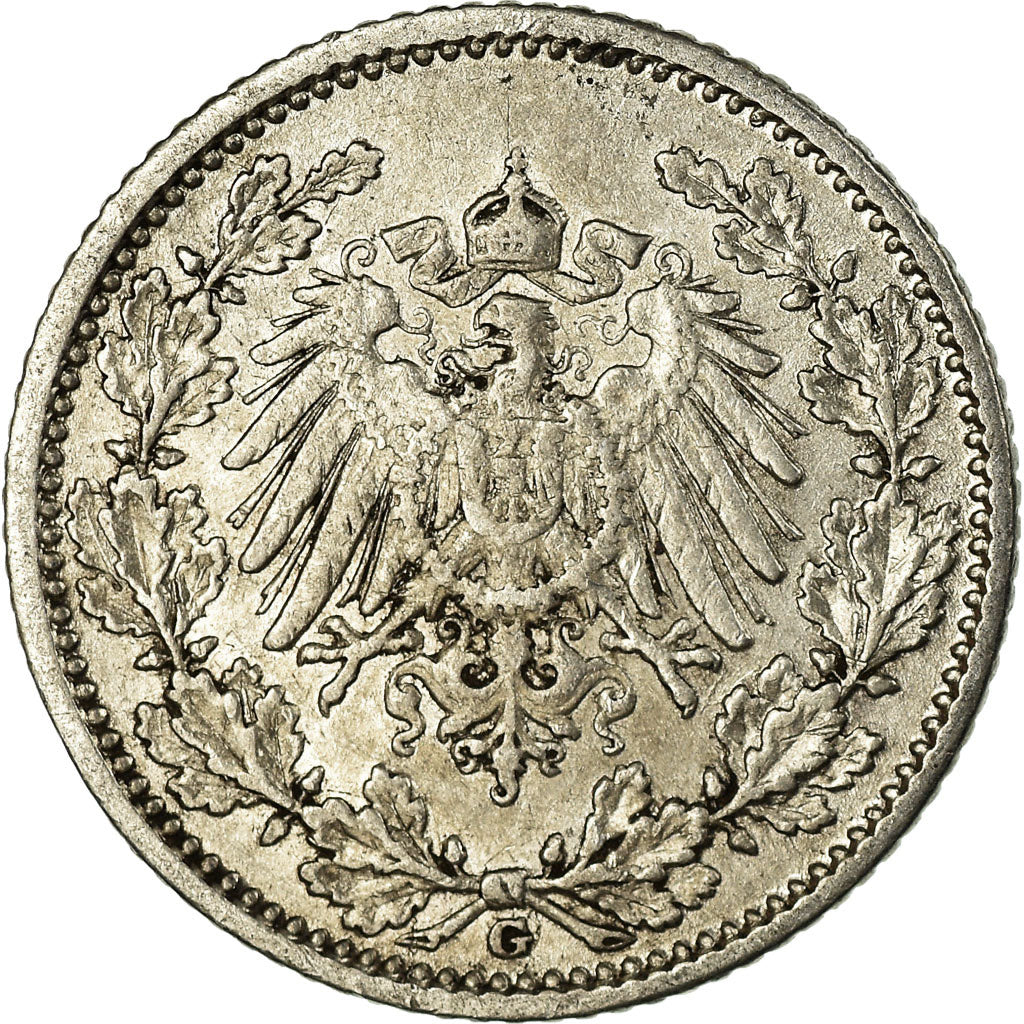 Münze, GERMANY - EMPIRE, 1/2 Mark, 1905, Karlsruhe, S+, Silber, KM:17
