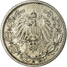 Moneta, NIEMCY - IMPERIUM, 1/2 Mark, 1905, Karlsruhe, VF(30-35), Srebro, KM:17