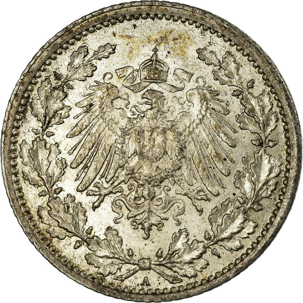 Munten, DUITSLAND - KEIZERRIJK, 1/2 Mark, 1916, Berlin, ZF, Zilver, KM:17
