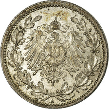 Munten, DUITSLAND - KEIZERRIJK, 1/2 Mark, 1916, Berlin, ZF, Zilver, KM:17