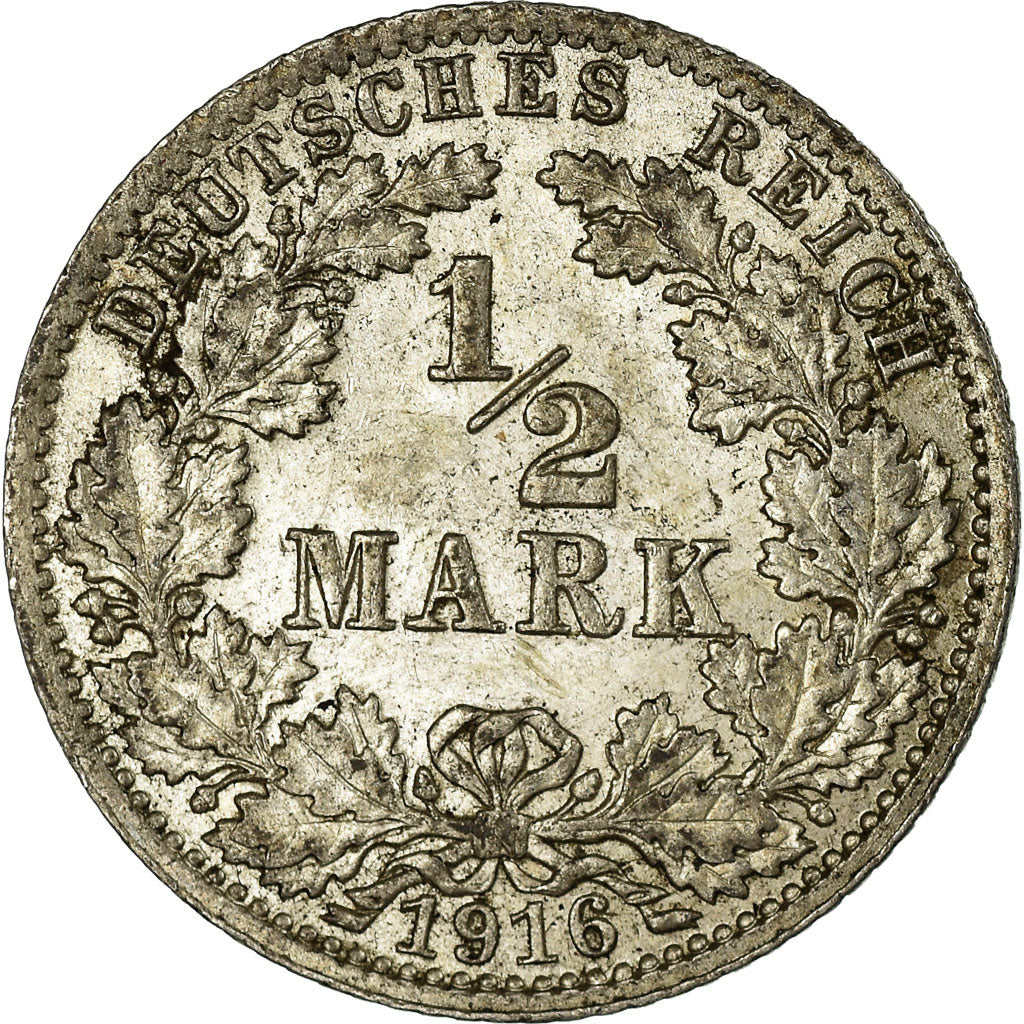 Munten, DUITSLAND - KEIZERRIJK, 1/2 Mark, 1916, Berlin, ZF, Zilver, KM:17
