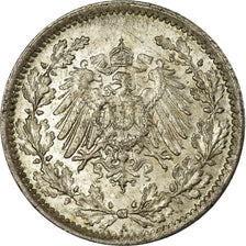 Coin, GERMANY - EMPIRE, 1/2 Mark, 1916, Berlin, EF(40-45), Silver, KM:17