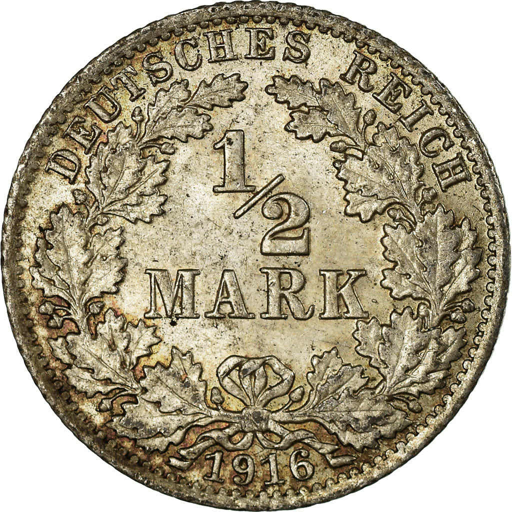 Moneda, ALEMANIA - IMPERIO, 1/2 Mark, 1916, Berlin, MBC, Plata, KM:17