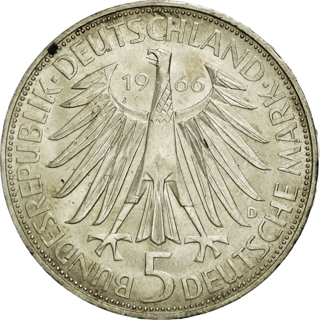 Coin, GERMANY - FEDERAL REPUBLIC, 5 Mark, 1966, Munich, Germany, MS(60-62)