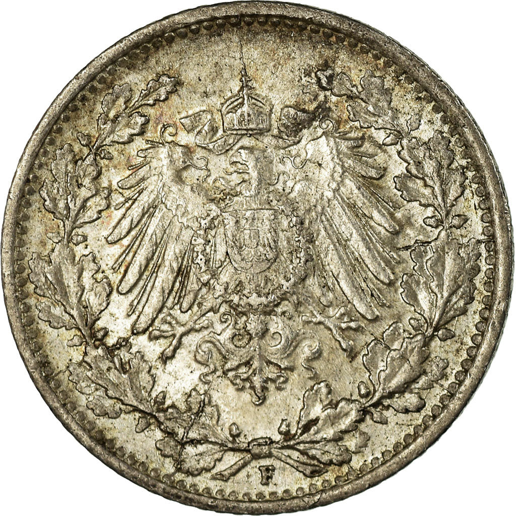 Moneda, ALEMANIA - IMPERIO, 1/2 Mark, 1916, Stuttgart, MBC, Plata, KM:17