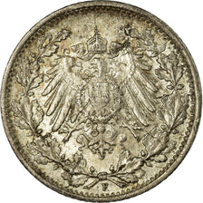 Moneda, ALEMANIA - IMPERIO, 1/2 Mark, 1916, Stuttgart, MBC, Plata, KM:17