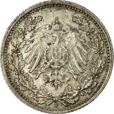Moneda, ALEMANIA - IMPERIO, 1/2 Mark, 1916, Stuttgart, MBC, Plata, KM:17