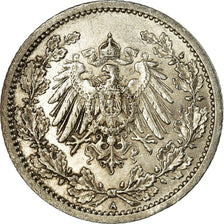 Moneta, GERMANIA - IMPERO, 1/2 Mark, 1914, Berlin, BB+, Argento, KM:17