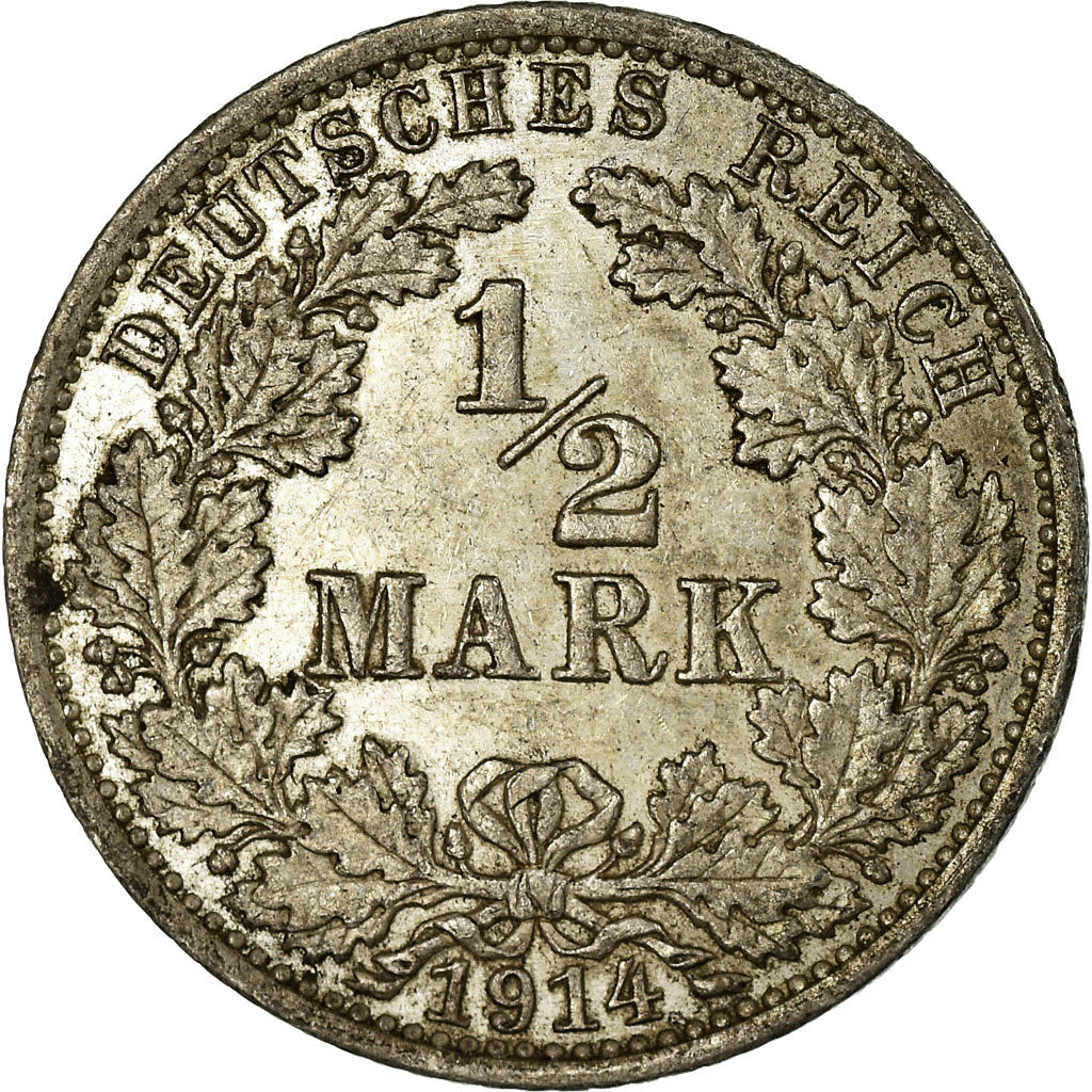 Moneda, ALEMANIA - IMPERIO, 1/2 Mark, 1914, Berlin, BC+, Plata, KM:17