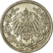 Münze, GERMANY - EMPIRE, 1/2 Mark, 1914, Berlin, S+, Silber, KM:17
