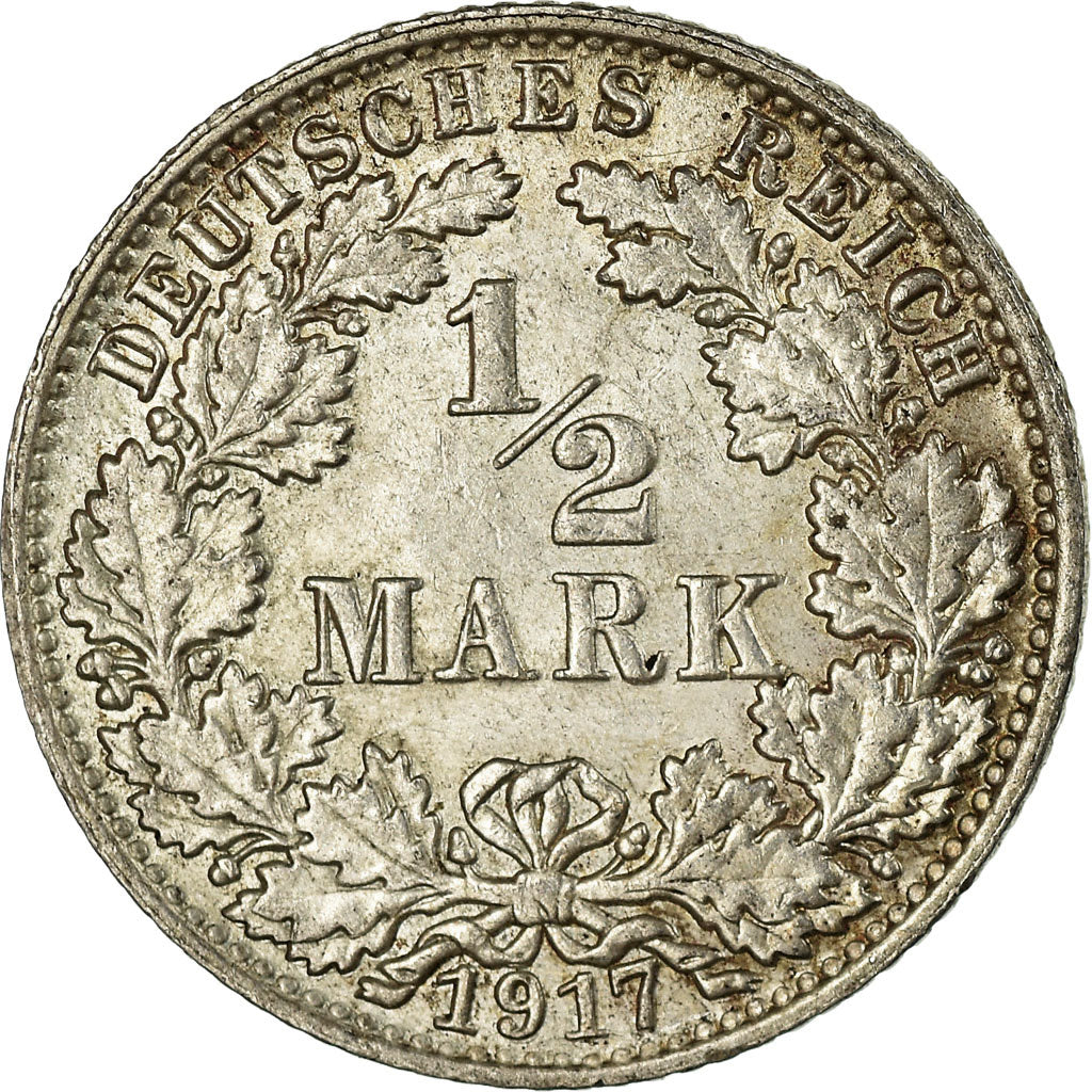 Munten, DUITSLAND - KEIZERRIJK, 1/2 Mark, 1917, Berlin, ZF, Zilver, KM:17