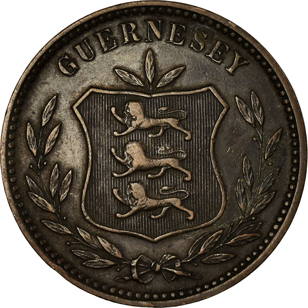 Moeda, Guernesey, 8 Doubles, 1903, Heaton, Birmingham, AU(50-53), Bronze, KM:7